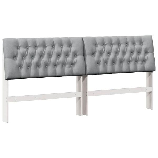 vidaXL Gepolstertes Kopfteil Hellgrau 200 cm Massives Kiefernholz