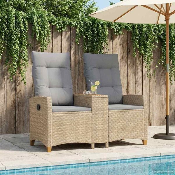 vidaXL Liegebank mit Tisch Beige und Hellgrau 126 x 65 x 112 cm