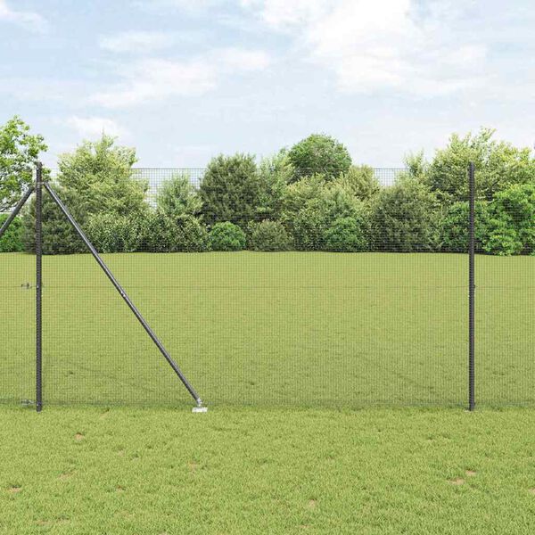 vidaXL Zaunpfosten Grau 25 x 1,5 m (16 x 16 mm Netz) Stahl und PVC