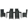 vidaXL Garten Essgruppe mit Kissen 7 pcs Schwarz Poly-Rattan