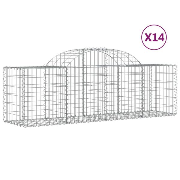 vidaXL Gabionen mit Hochbogen 14 Stk. 200x50x60/80 cm Verzinktes Eisen