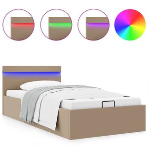vidaXL Bett mit Bettkasten LED Cappuccino-Braun Kunstleder 100x200 cm