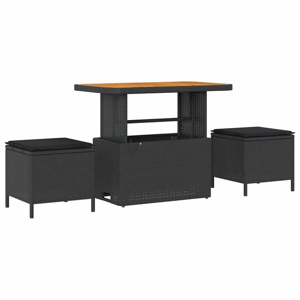 vidaXL Gartensofa-set mit Kissen 12 pcs Schwarz Poly-Rattan