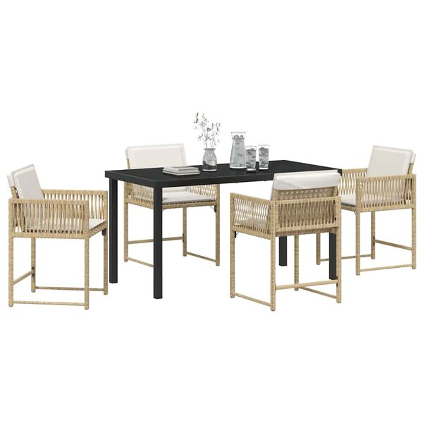vidaXL Garten Essgruppe 5 pcs Beige Poly-Rattan