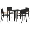 vidaXL Garten Essgruppe 5 pcs Schwarz Pulverbeschichteter Stahl