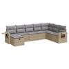 vidaXL 8-tlg. Garten-Sofagarnitur mit Kissen Beige Poly Rattan
