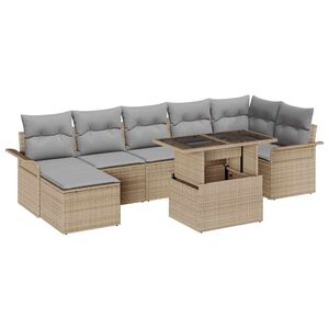 vidaXL Sofa Set mit Kissen 8 pcs Beige Poly-Rattan