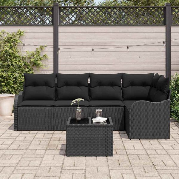 vidaXL Gartensofa-set Schwarz Poly-Rattan