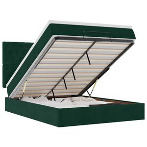 vidaXL Ottoman-Bett mit Matratzen Dunkelgr&uuml;n 140x200 cm Samt