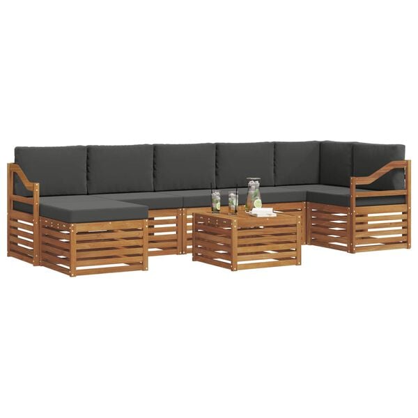 vidaXL Ecksofa Set 8 pcs Natur und Anthrazit Massivholz Akazie