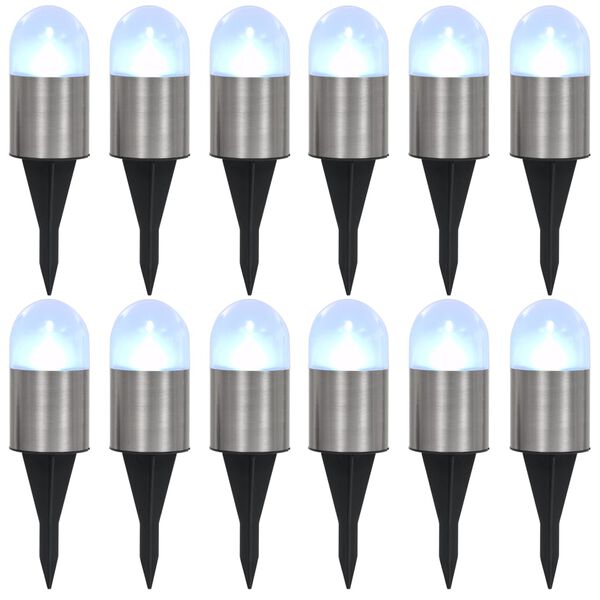 vidaXL Solar-Bodenleuchten 12 Stk. LED Wei&szlig;