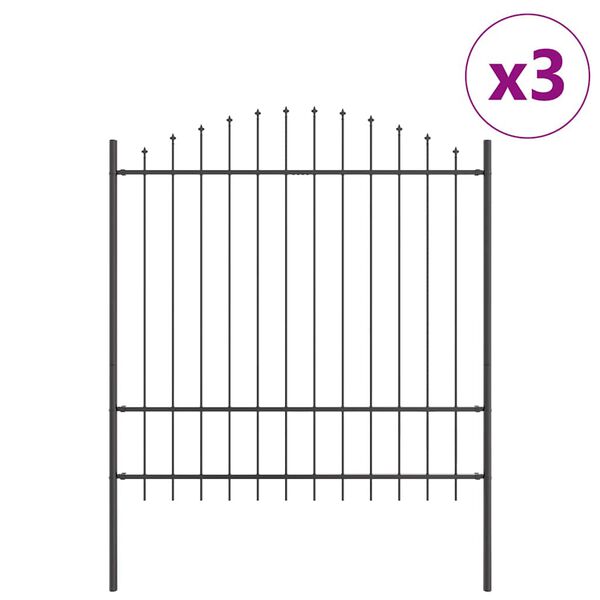 vidaXL Gartenzaun 3 pcs Grau 170 x 215 cm Pulverbeschichteter Stahl