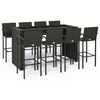 vidaXL 9-tlg. Gartenbar-Set Schwarz Poly Rattan
