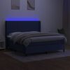vidaXL Boxspringbett mit Matratze & LED Blau 160x200 cm Stoff