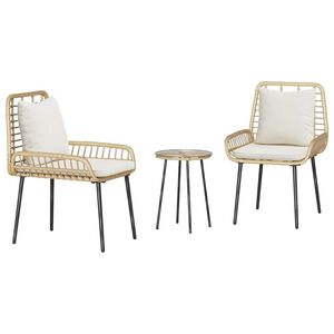 vidaXL Garten Essgruppe 3 pcs Braun und Creme Poly-Rattan