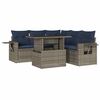 vidaXL 6-teiliges Gartensofa-Set mit Kissen, grau, Polyrattan