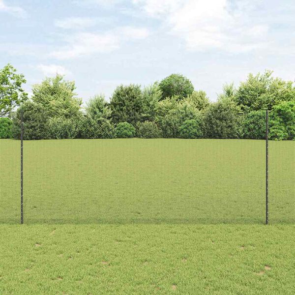 vidaXL Zaun mit Pfosten Grau 1,4 x 25 m Stahl und PVC