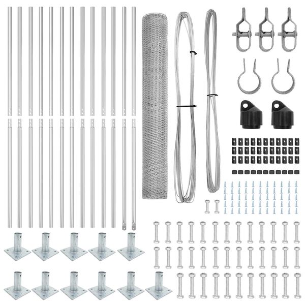 vidaXL Zaunpfosten Silber 25 x 0,8 m (25 mm Mesh) Stahl