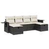 vidaXL 6-tlg. Garten-Sofagarnitur mit Kissen Schwarz Poly Rattan