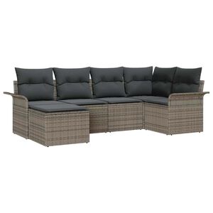 vidaXL Gartensofa-set mit Kissen 6 pcs Grau Poly-Rattan