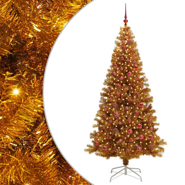 vidaXL Weihnachtsbaum mit 300 LEDs mit St&auml;nder Gold 210 cm PET