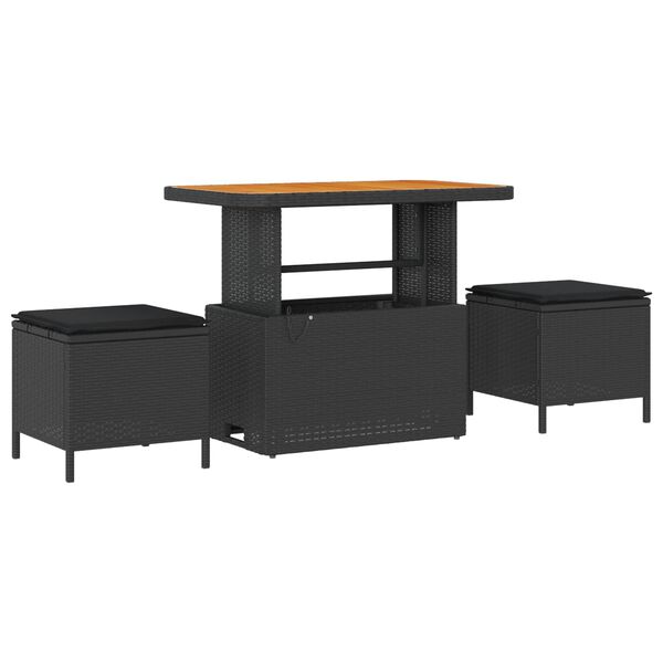 vidaXL Gartensofa-set mit Kissen Schwarz Poly-Rattan