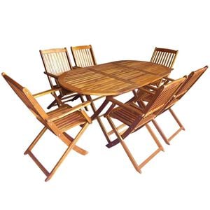 vidaXL Outdoortisch-Set 7 stk. Braun Massivholz Eukalyptus