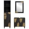 vidaXL Badezimmerschrank-Set mit Tür 3 pcs Schwarz Massivholz Mango