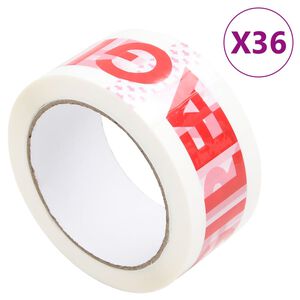 vidaXL Paketklebeband 36 Stk. FRAGILE Aufdruck Wei&szlig; 48 mm x 66 m