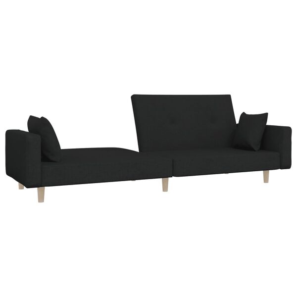 vidaXL Schlafsofa 2-Sitzer mit 2 Kissen Schwarz Stoff