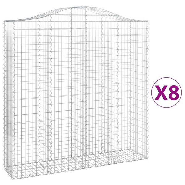 vidaXL Gabionen mit Hochbogen 8 Stk. 200x50x200/220cm Verzinktes Eisen