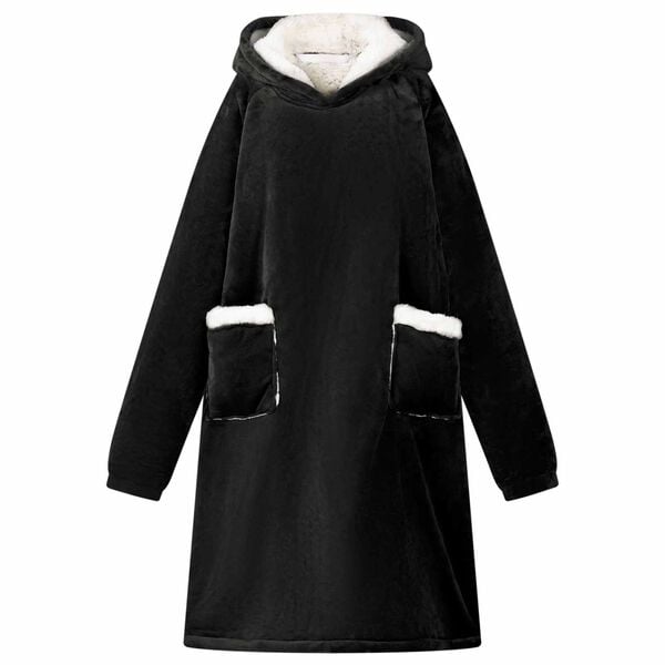 vidaXL Decken-Hoodie Schwarz M Fleece und Flanell