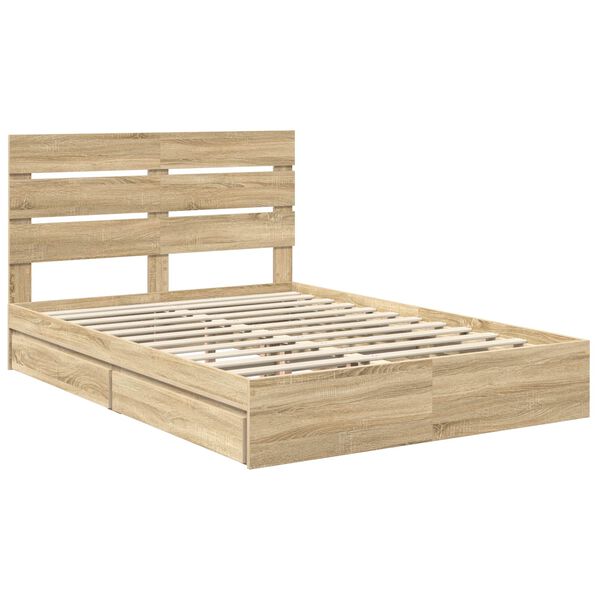 vidaXL Aufbewahrungsbett Sonoma-Eiche 140 x 190 cm Holzwerkstoff