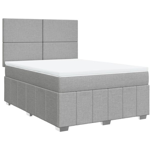 vidaXL Boxspringbett mit Matratze Hellgrau 140x190 cm Stoff