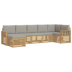 vidaXL Outdoor-Sofagarnitur 6 stk. Wei&szlig; und Hellgrau Polyester