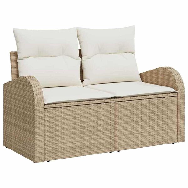 vidaXL Gartensofa-set mit Kissen mit Speicher 6 pcs Beige Poly Rattan