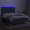 vidaXL Boxspringbett mit Matratze & LED Dunkelgrau 140x200 cm Stoff