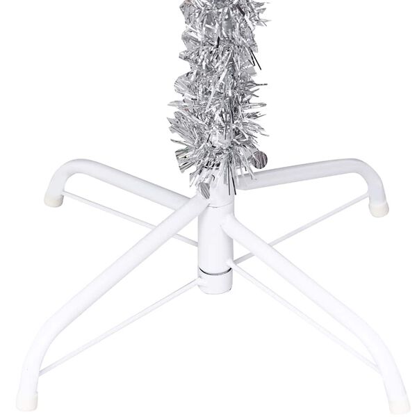 vidaXL K&uuml;nstlicher Weihnachtsbaum Beleuchtung & Kugeln Silber 210 cm
