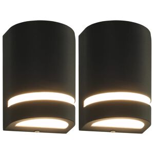 vidaXL Au&szlig;enwandleuchten 2 Stk. 35 W Schwarz Halbrund