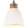 vidaXL H&auml;ngelampe Industrie-Stil Wei&szlig; Eisen & Massivholz 35 cm E27