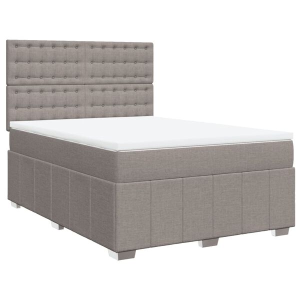 vidaXL Boxspringbett mit Matratze Taupe 140x190 cm Stoff