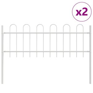 vidaXL Gartenzaun 2 pcs Wei&szlig; 3,4 x 0,6 m Pulverbeschichteter Stahl