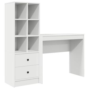 vidaXL Schreibtisch mit Schubladen mit Regal mit Speicher 2 pcs Wei&szlig;