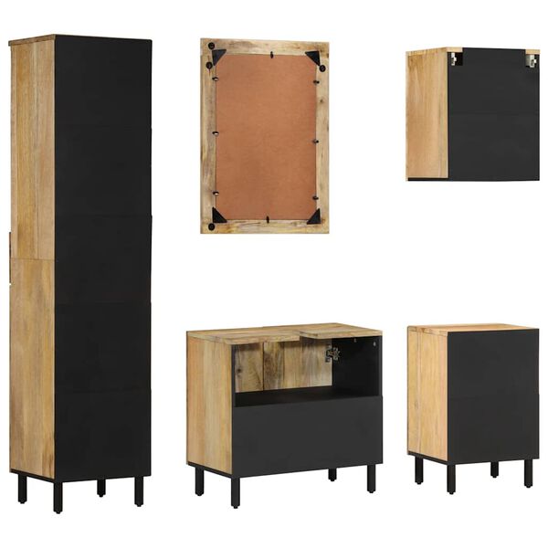 vidaXL 5-tlg. Badm&ouml;bel-Set Massivholz Mango