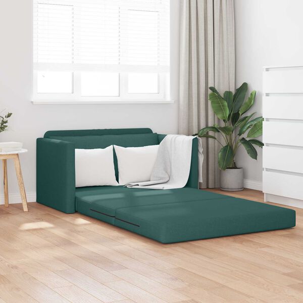 vidaXL Schlafsofa 110cm Dunkelgr&uuml;n Stoff