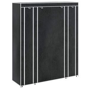 vidaXL Stoffschrank mit F&auml;chern Kleiderstangen 45&times;150&times;176 cm Schwarz