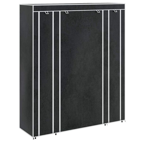 vidaXL Stoffschrank mit F&auml;chern Kleiderstangen 45&times;150&times;176 cm Schwarz