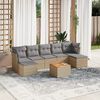 vidaXL 8-tlg. Garten-Sofagarnitur mit Kissen Beige Poly Rattan