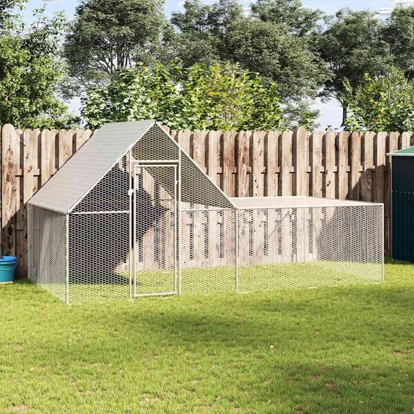 vidaXL Hühnerstall 4x2x2 m Verzinkter Stahl