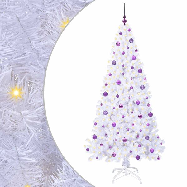 vidaXL K&uuml;nstlicher Weihnachtsbaum Wei&szlig; 210 cm PVC und Stahl